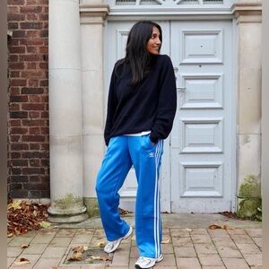 NWT Adidas Blue Track Pants with White Stripes